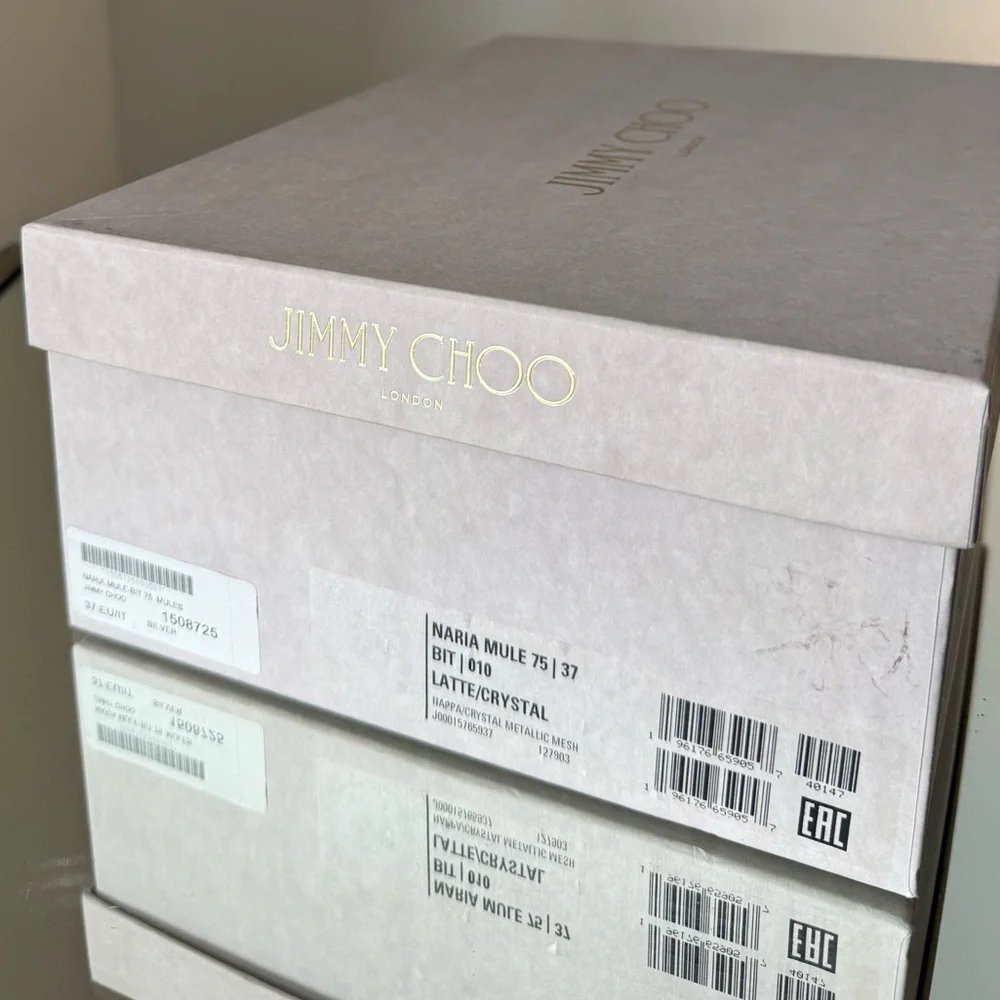 New Jimmy Choo Naria 75MM Crystal Embellished Mules $1,495 37 - Picture 12 of 14
